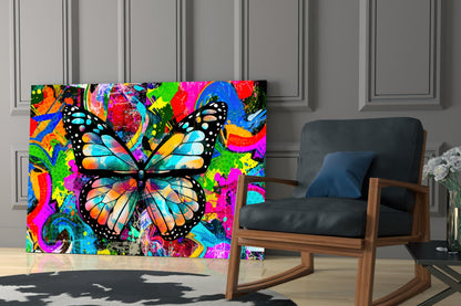 Graffiti Pop Art Butterfly Glass Wall Art