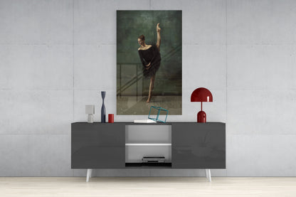 Vertical Split Black Tutu Ballerina Glass Wall Art