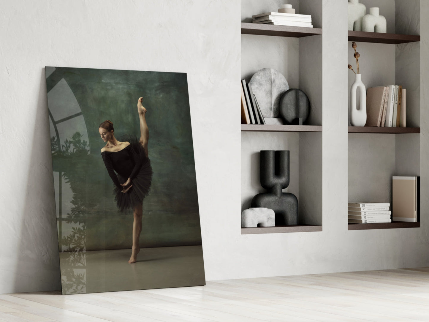 Vertical Split Black Tutu Ballerina Glass Wall Art