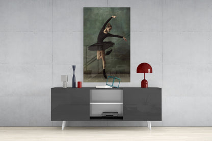 Arabesque Black Tutu Ballerina Glass Wall Art