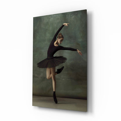 Arabesque Black Tutu Ballerina Glass Wall Art