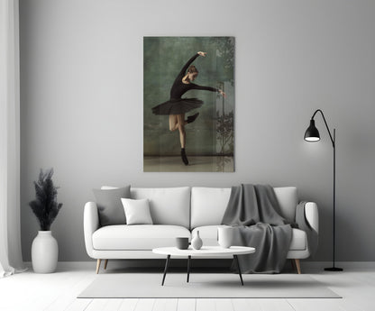 Arabesque Black Tutu Ballerina Glass Wall Art