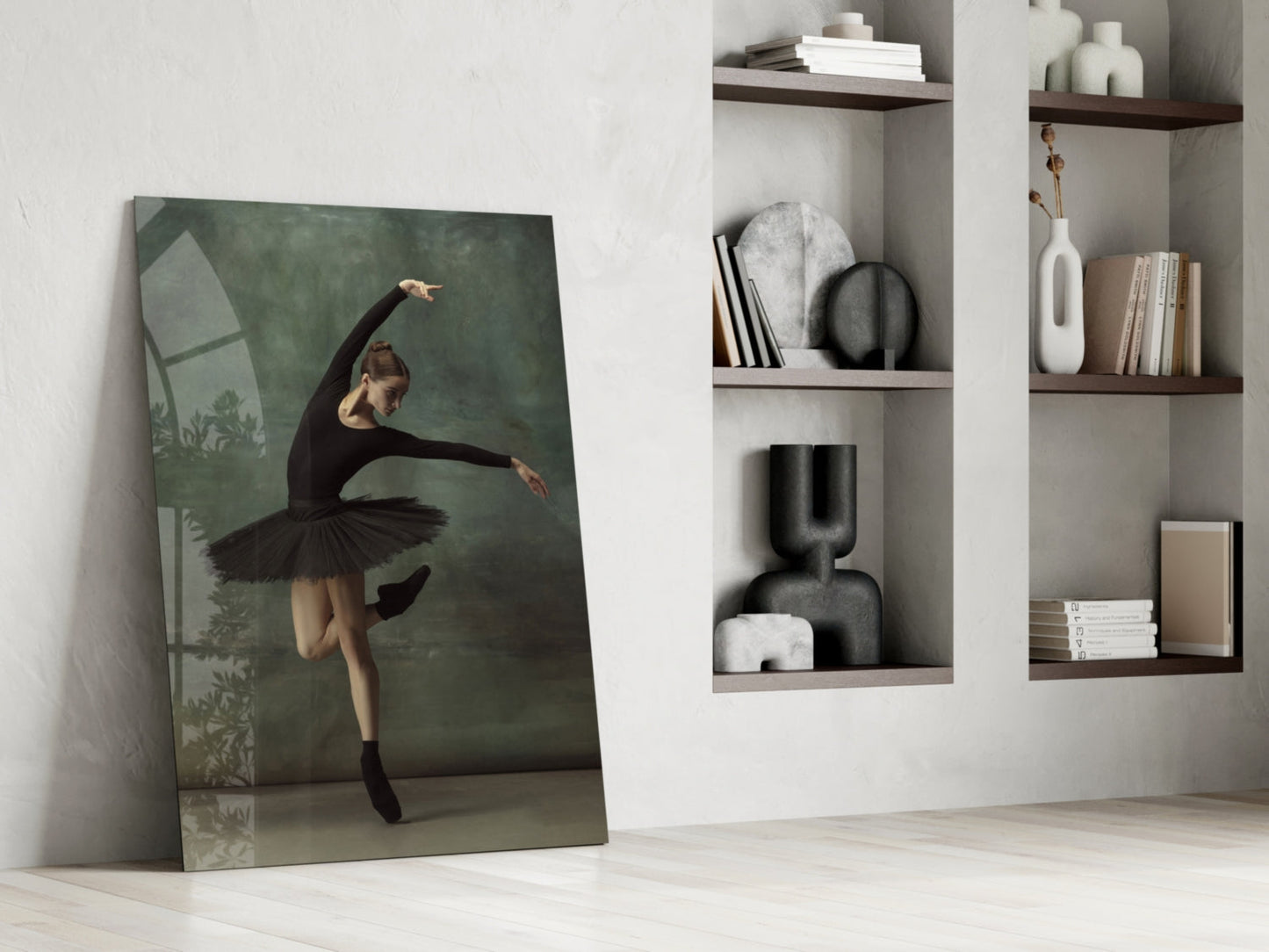 Arabesque Black Tutu Ballerina Glass Wall Art