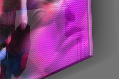 Magenta Grid Classical Bust Collage Glass Wall Art
