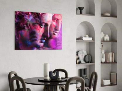 Magenta Grid Classical Bust Collage Glass Wall Art