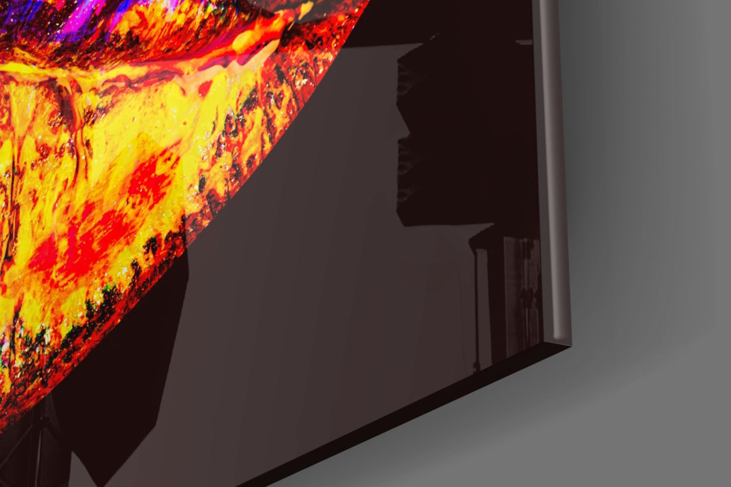 Molten Gold and Purple Metallic Lips Glass Wall Art