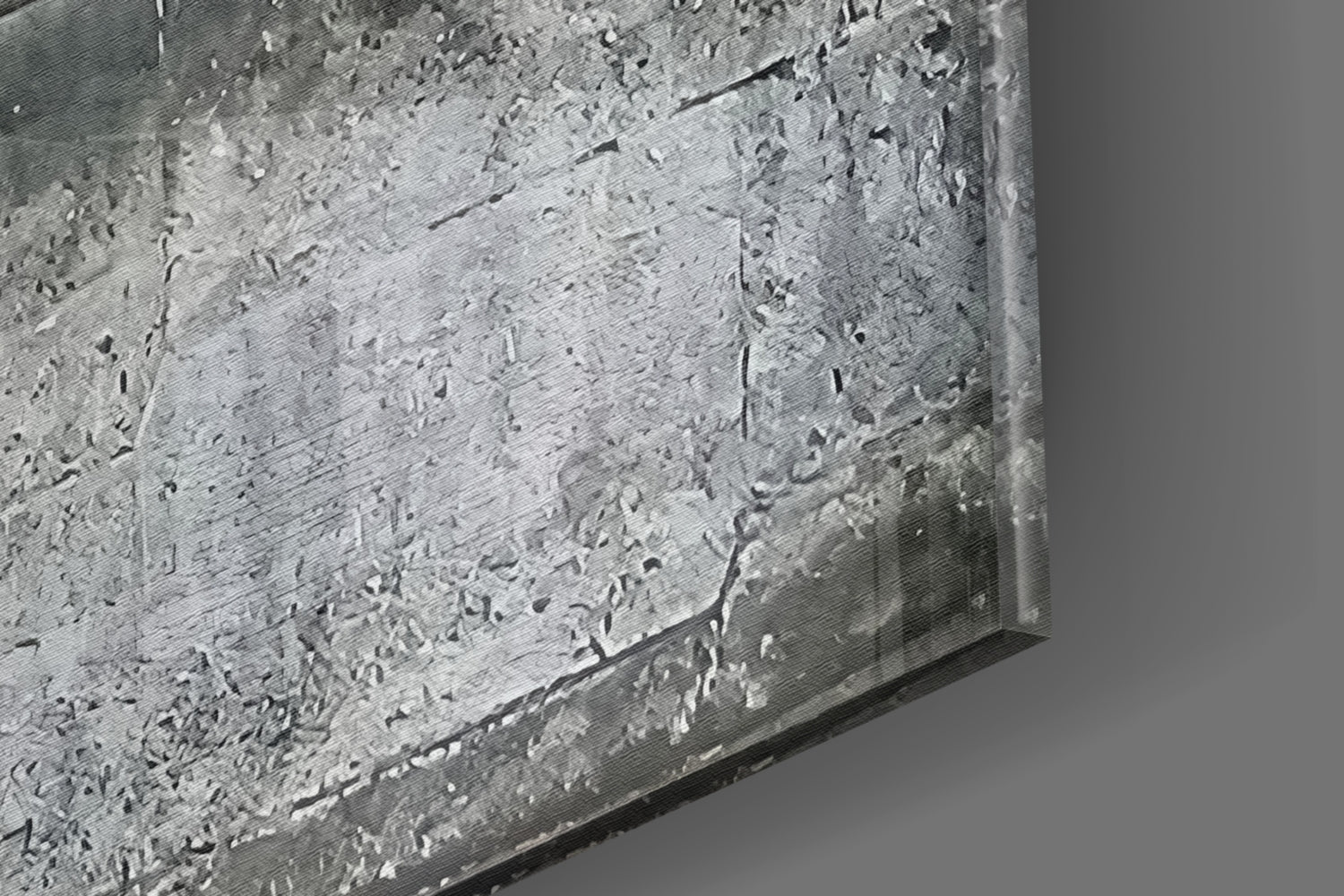 Close-up detail of textured white glass surface with dark edge banding and subtle shadow, angled perspective view.