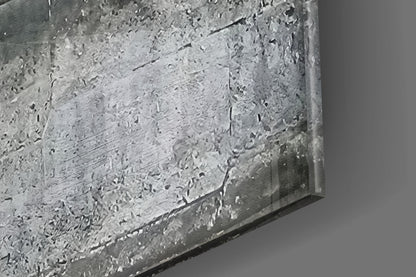 Close-up detail of textured white glass surface with dark edge banding and subtle shadow, angled perspective view.