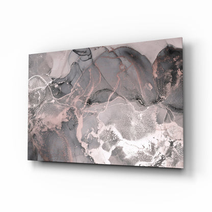 Sweet Pink Glass Art panel displayed at an angle showing textured surface with pink, gray, and white abstract patterns.
