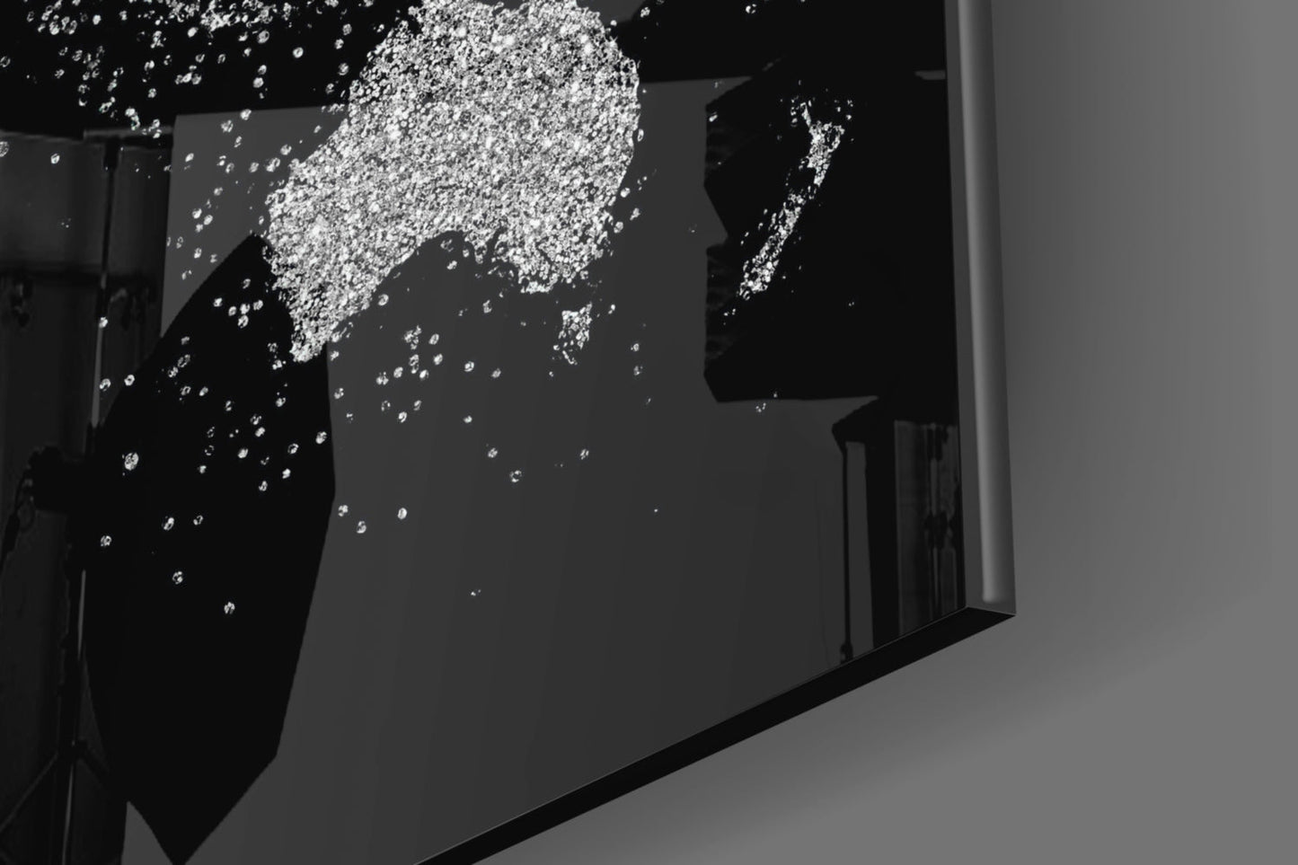 Silver Dotted Continents World Map Glass Wall Art