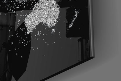 Silver Dotted Continents World Map Glass Wall Art