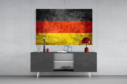 Scratched Grunge German Flag Glass Wall Art