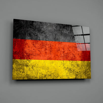 Scratched Grunge German Flag Glass Wall Art