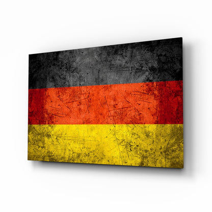 Scratched Grunge German Flag Glass Wall Art