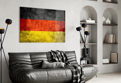 Scratched Grunge German Flag Glass Wall Art