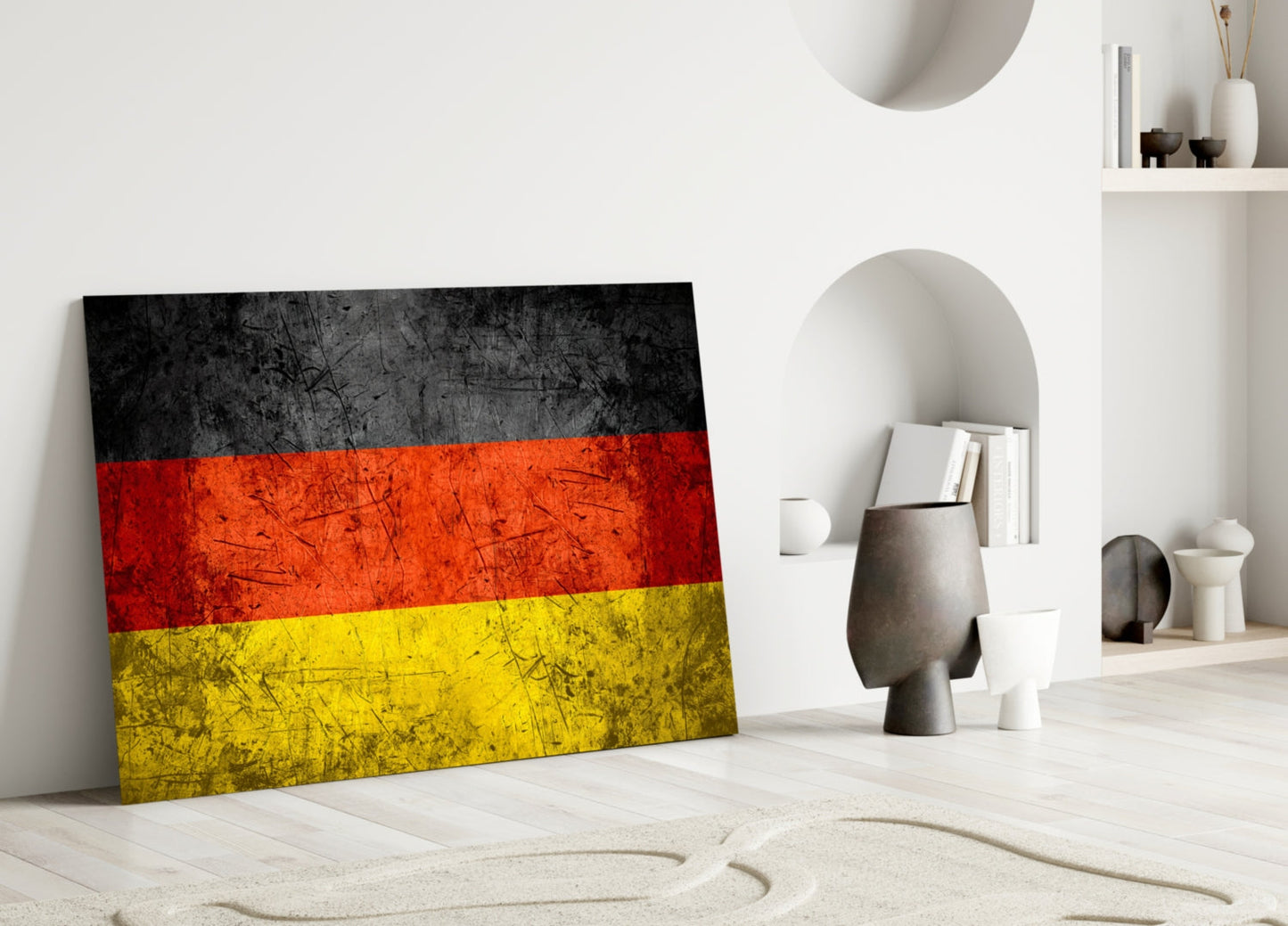 Scratched Grunge German Flag Glass Wall Art
