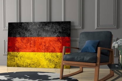 Scratched Grunge German Flag Glass Wall Art
