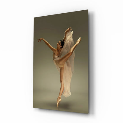 Arched Beige Veil Ballerina Glass Wall Art