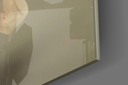 Arched Beige Veil Ballerina Glass Wall Art