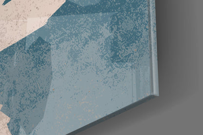 Blue Cyanotype Leaf Silhouette Glass Wall Art