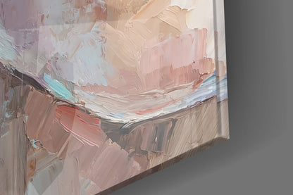 Turquoise Palette Knife Woman Portrait Glass Wall Art