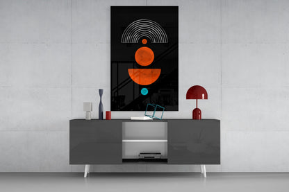 Orange Sun and Half Moon Arch Glass Wall Art
