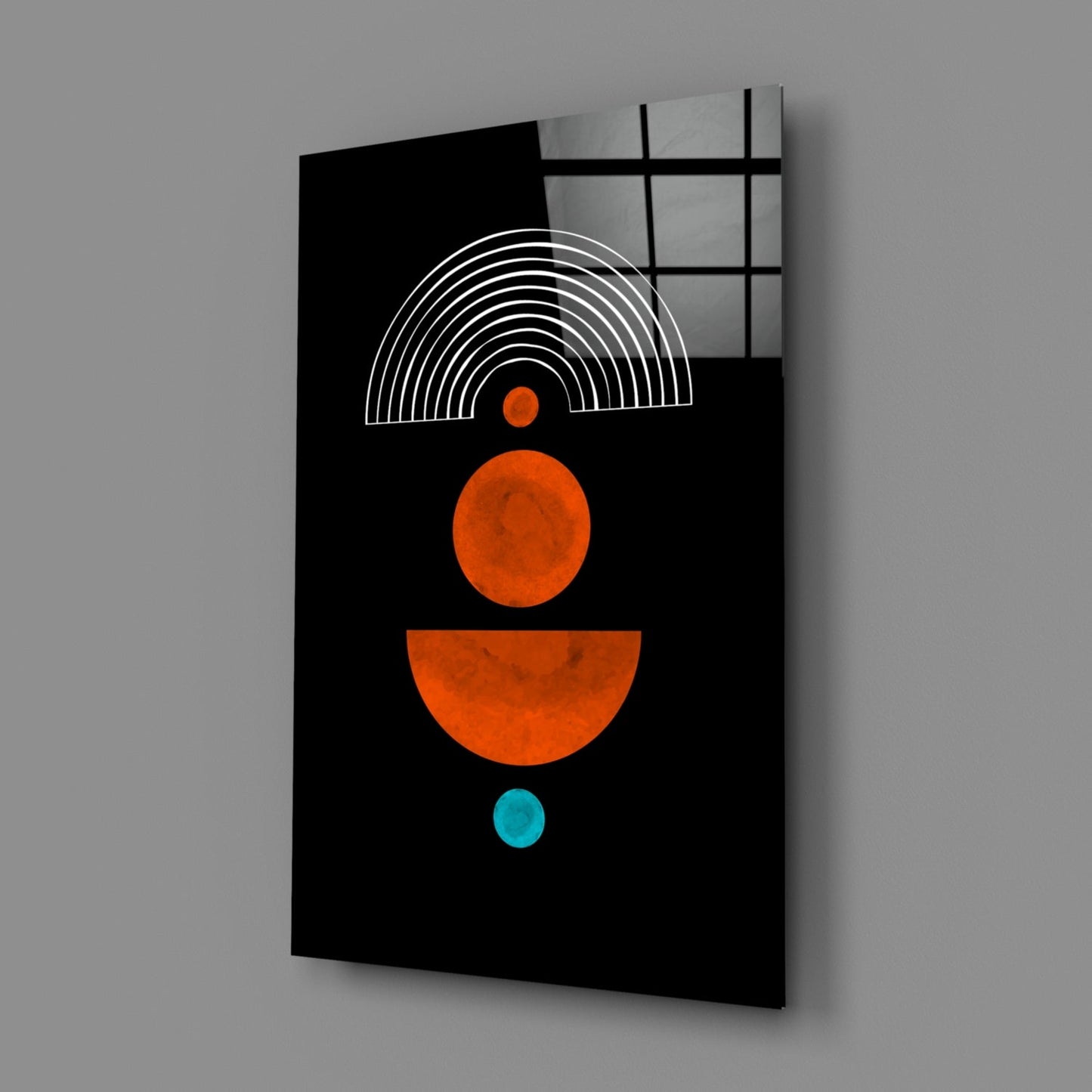 Orange Sun and Half Moon Arch Glass Wall Art