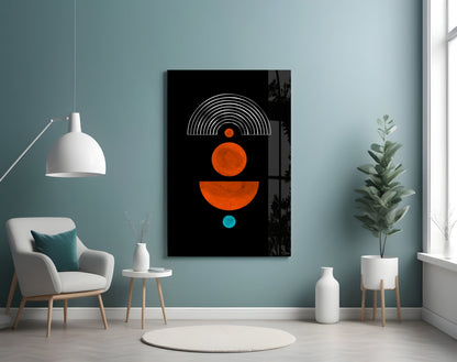 Orange Sun and Half Moon Arch Glass Wall Art
