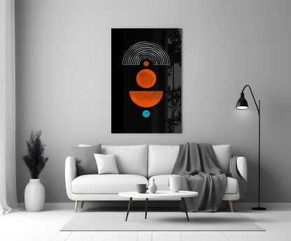Orange Sun and Half Moon Arch Glass Wall Art