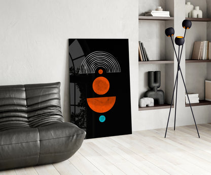Orange Sun and Half Moon Arch Glass Wall Art