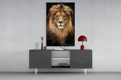 Majestic Windswept Mane Lion Glass Wall Art