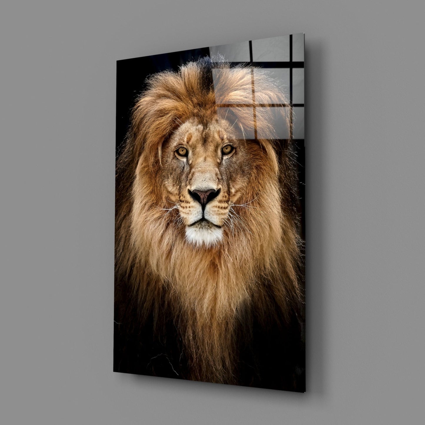 Majestic Windswept Mane Lion Glass Wall Art
