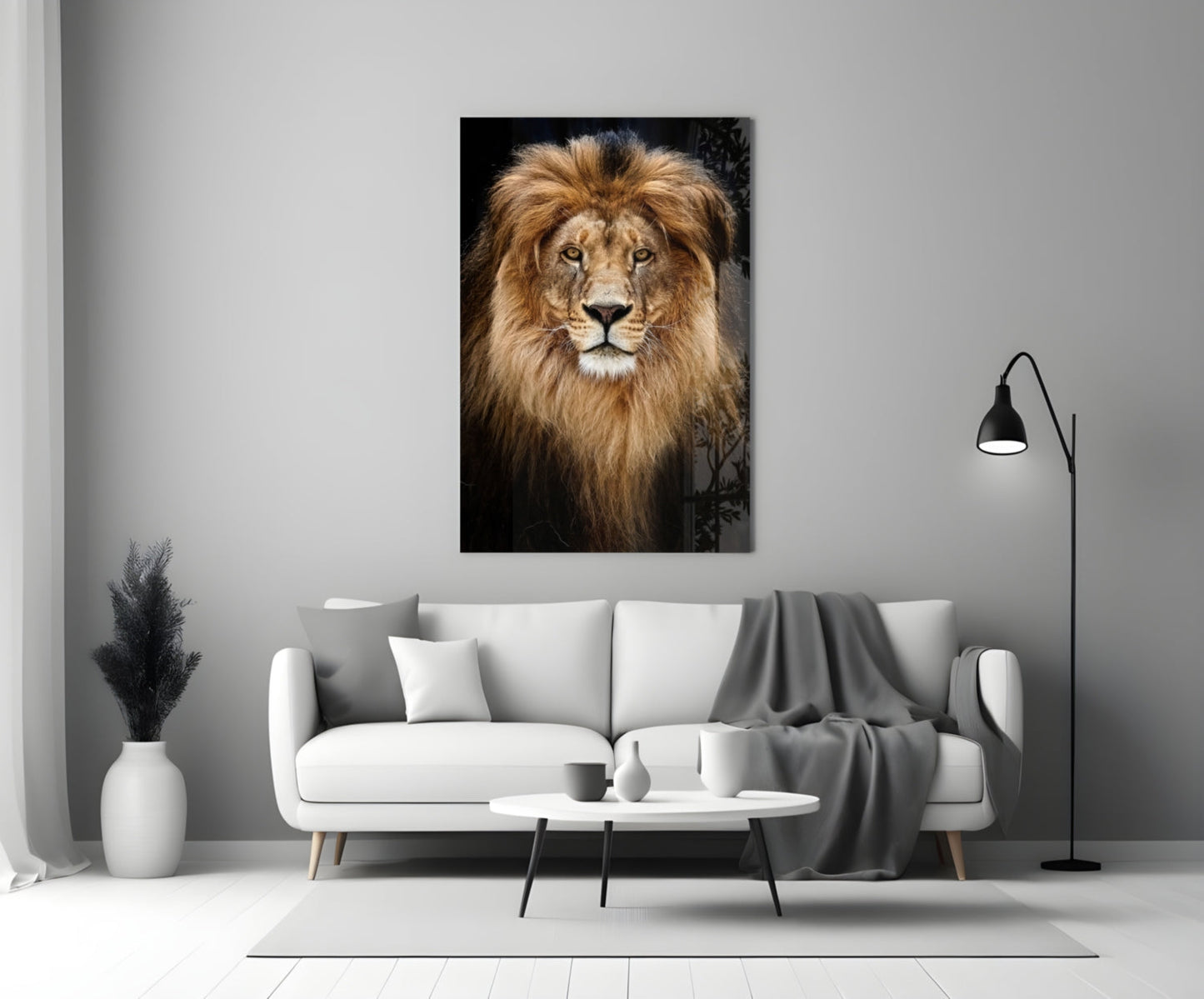 Majestic Windswept Mane Lion Glass Wall Art