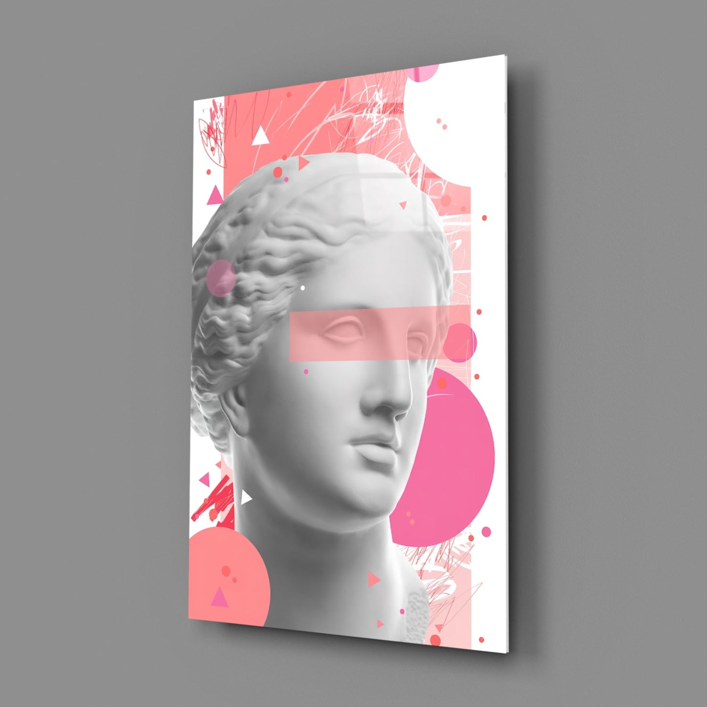 Pink Geometric Venus Bust Collage Glass Wall Art