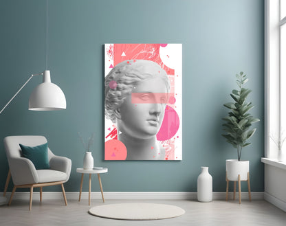 Pink Geometric Venus Bust Collage Glass Wall Art