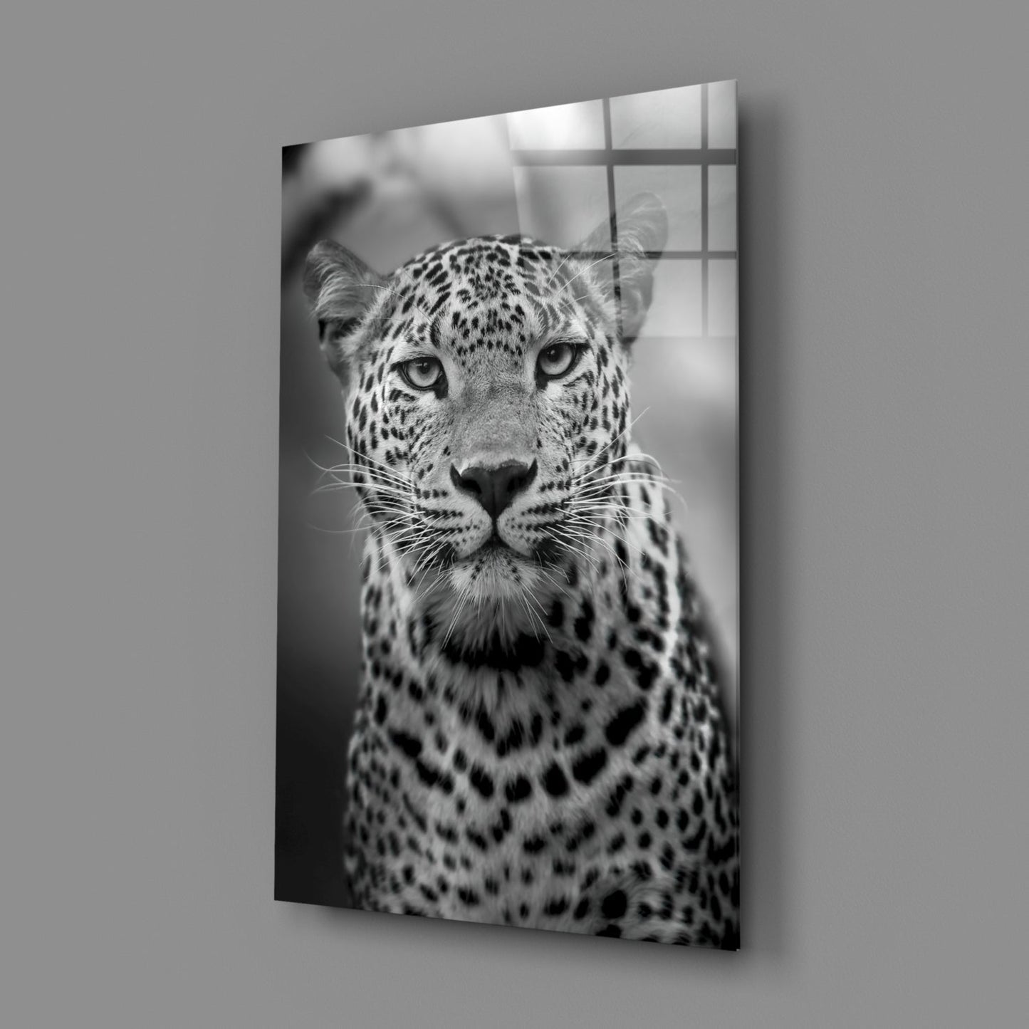 Bold Stare Leopard Portrait Glass Wall Art