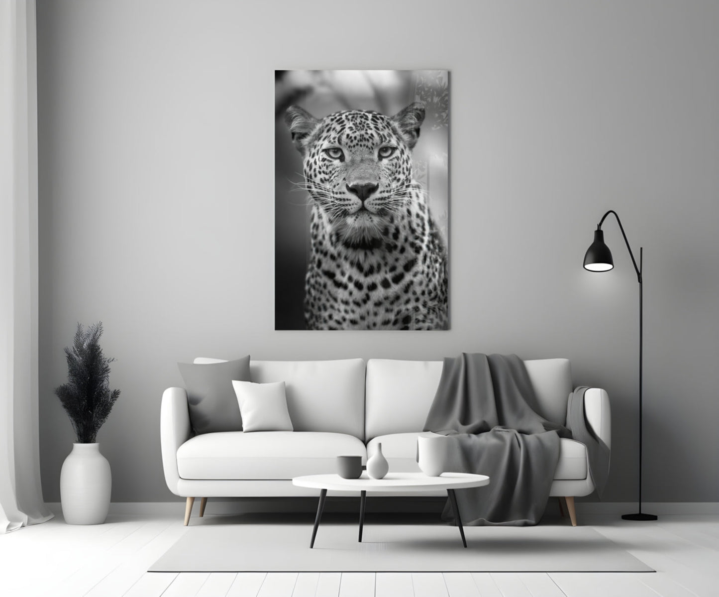 Bold Stare Leopard Portrait Glass Wall Art