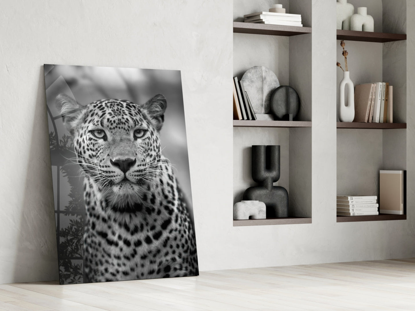 Bold Stare Leopard Portrait Glass Wall Art