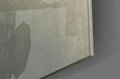 Close-up angled view of translucent frosted glass panel showing subtle surface texture and light refraction.