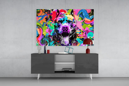 Graffiti Wall Pop Art Pitbull Dog Glass Wall Art