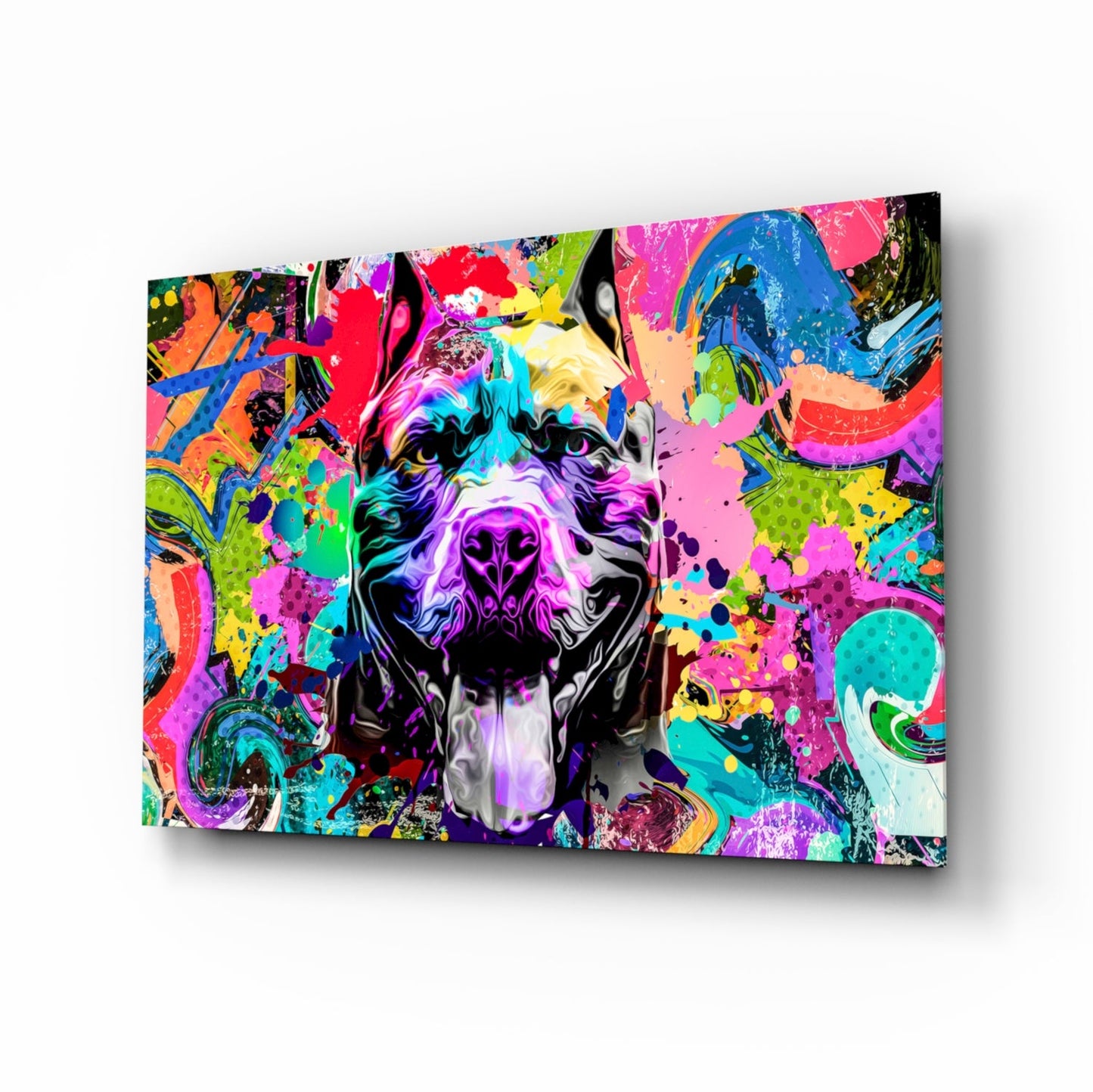 Graffiti Wall Pop Art Pitbull Dog Glass Wall Art