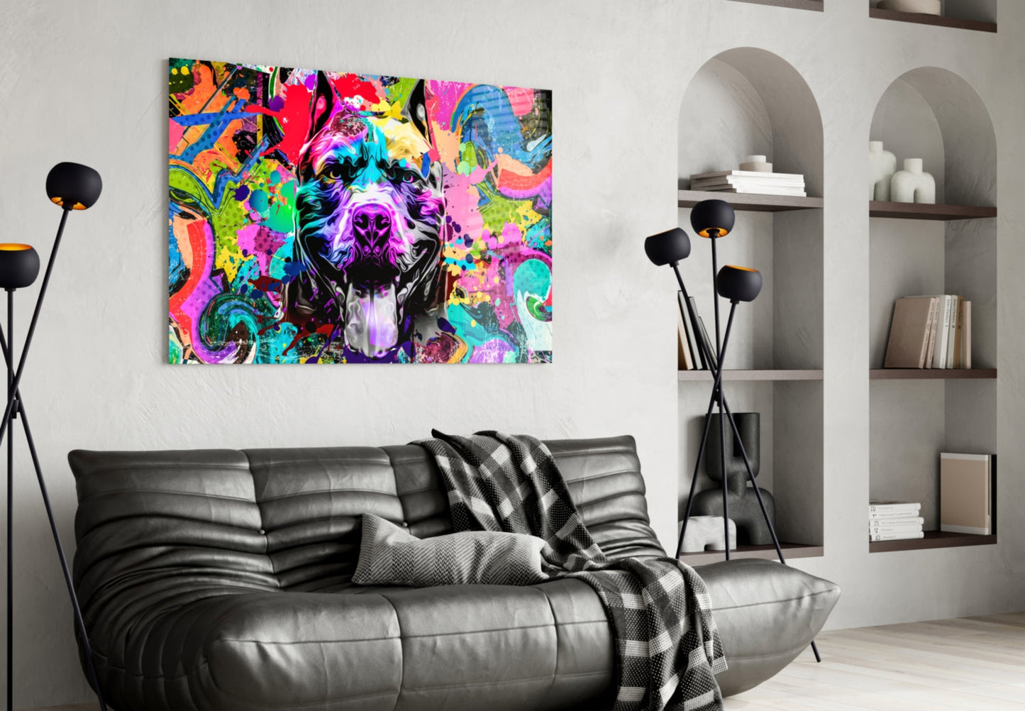 Graffiti Wall Pop Art Pitbull Dog Glass Wall Art