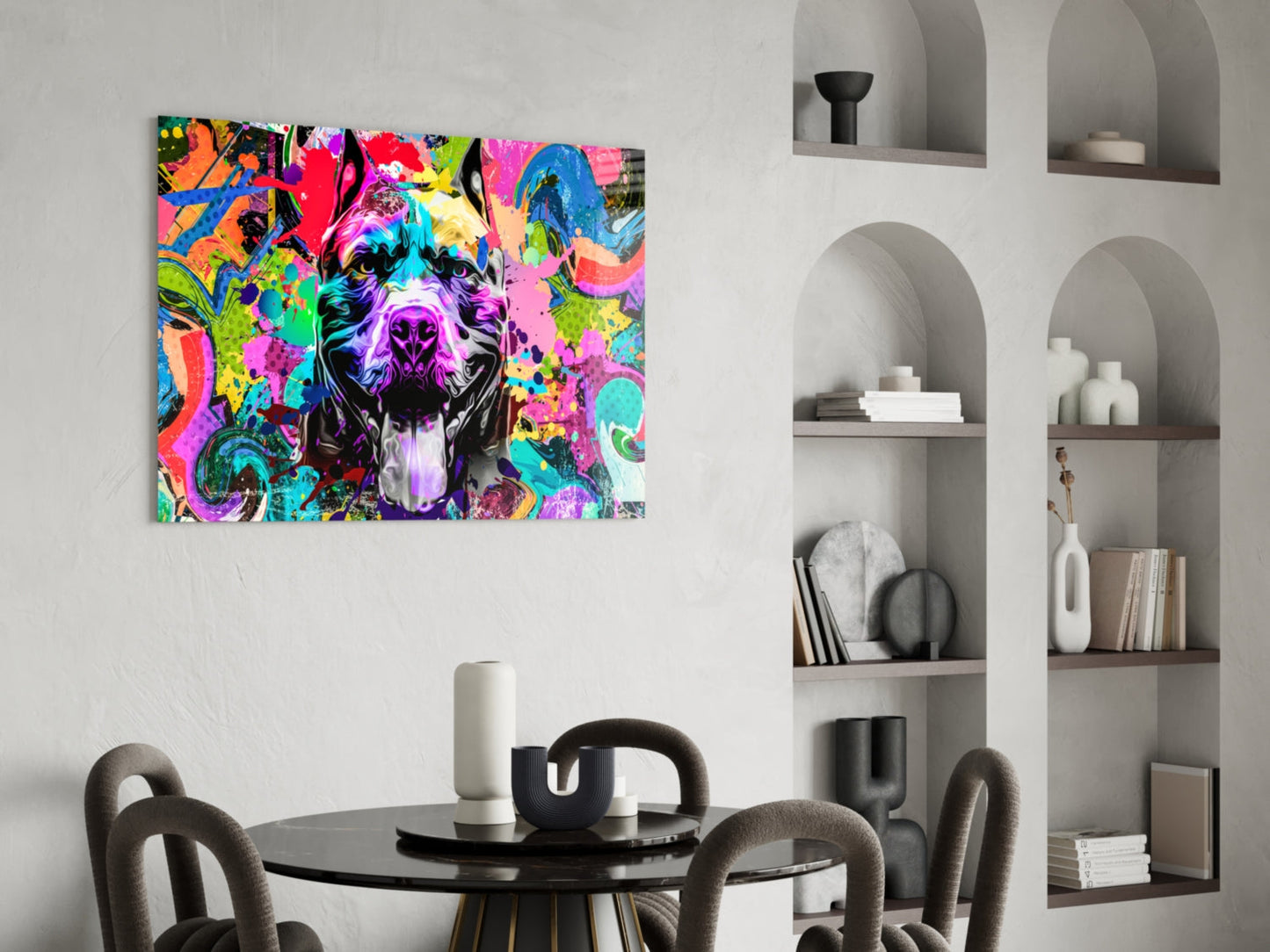Graffiti Wall Pop Art Pitbull Dog Glass Wall Art