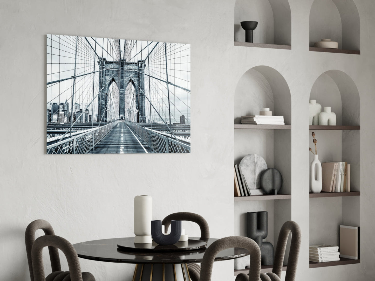 Bridge Walkway Blue Perspective Glass Wall Art