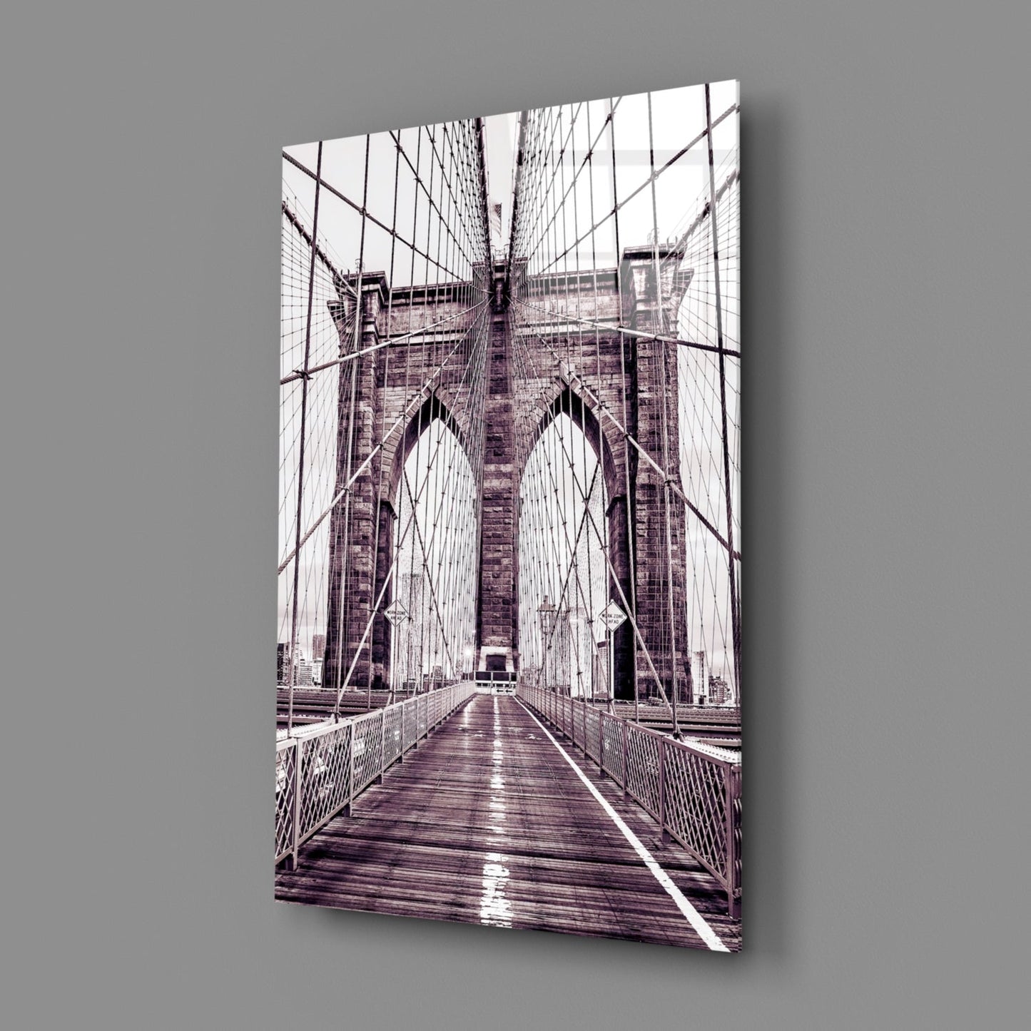 Purple Bridge Walkway View Glass Wall Art