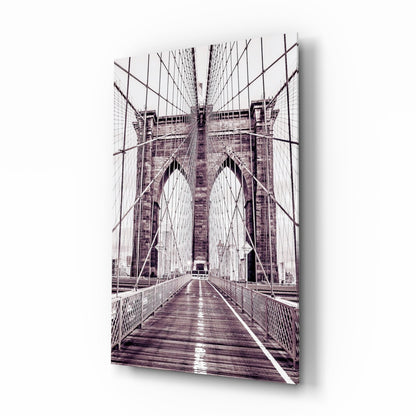 Purple Bridge Walkway View Glass Wall Art