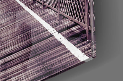 Purple Bridge Walkway View Glass Wall Art