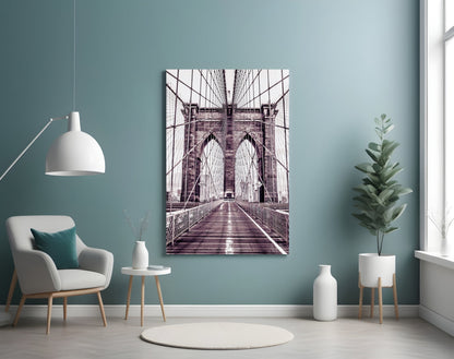 Purple Bridge Walkway View Glass Wall Art