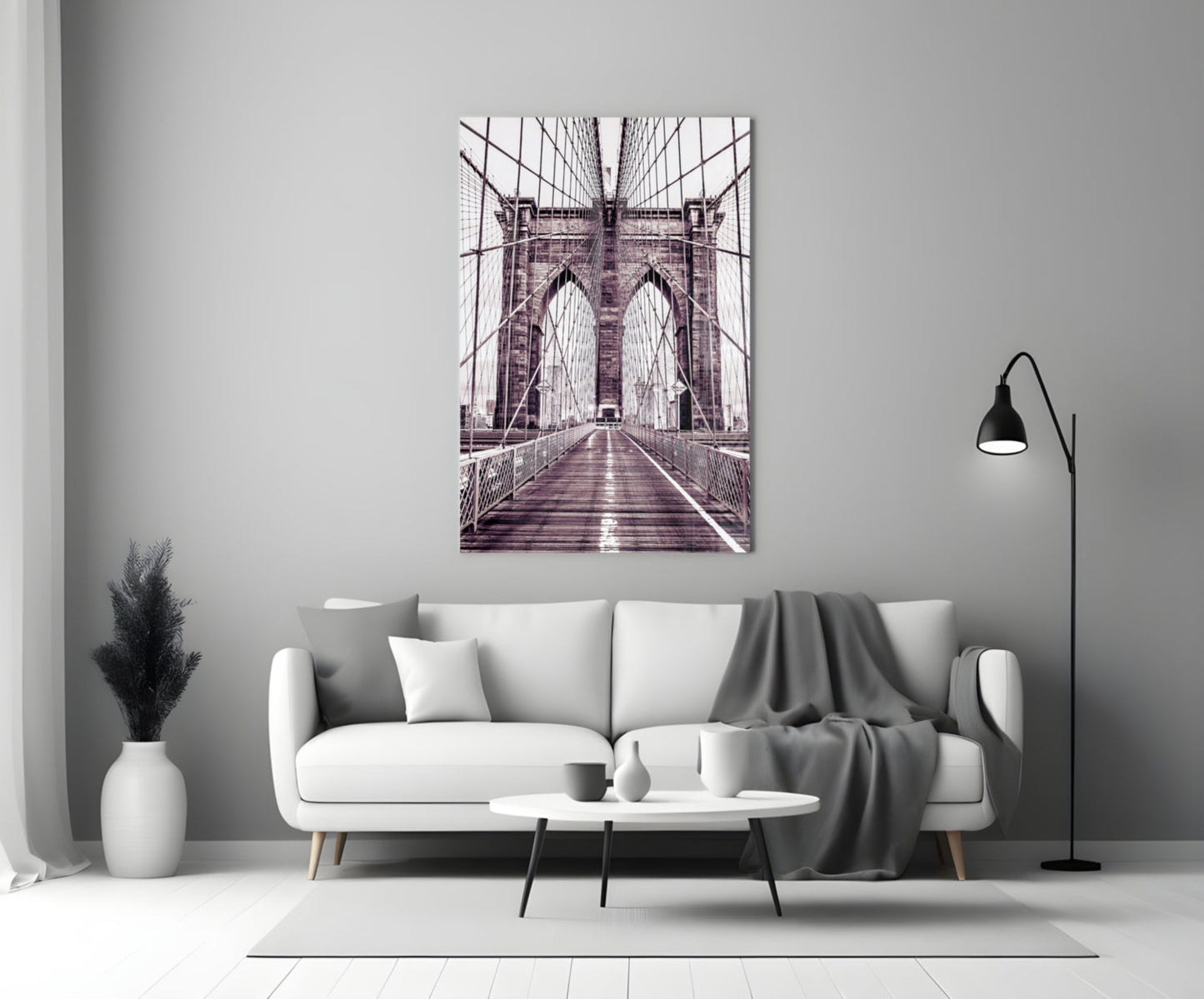 Purple Bridge Walkway View Glass Wall Art