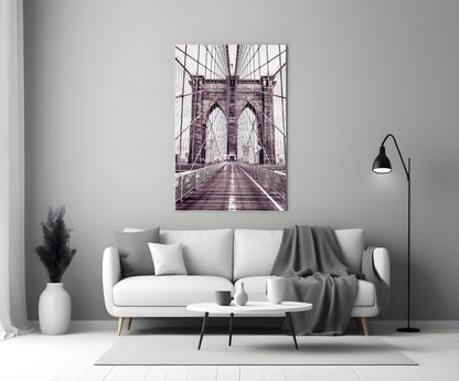 Purple Bridge Walkway View Glass Wall Art